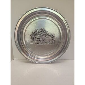 Vintage Wilton Armetale‎ Pewter Wall Art Hanging Plate Covered Bridge USA